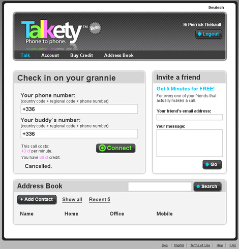 Talkety, phone 2 phone